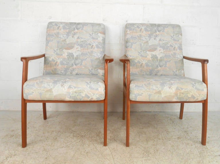 Mid-Century Modern Vintage Modern Teak Frame Side Chairs