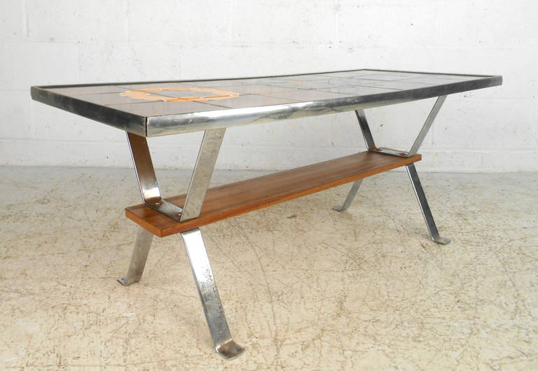 Vintage Modern HandPainted Tile Top Coffee Table at 1stDibs vintage