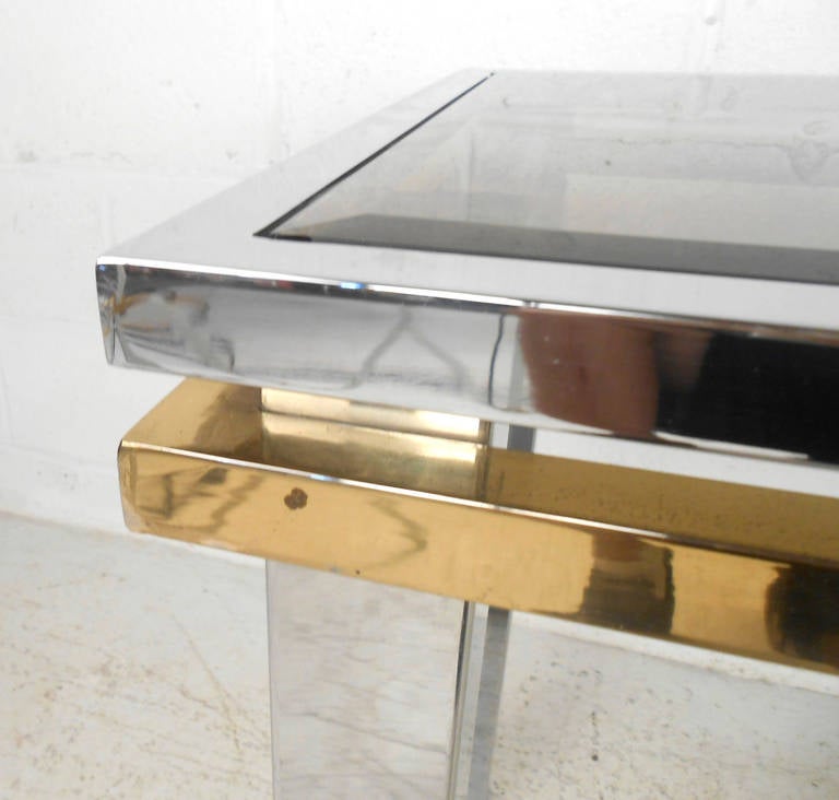 Chrome & Brass Sofa Table In Good Condition In Brooklyn, NY
