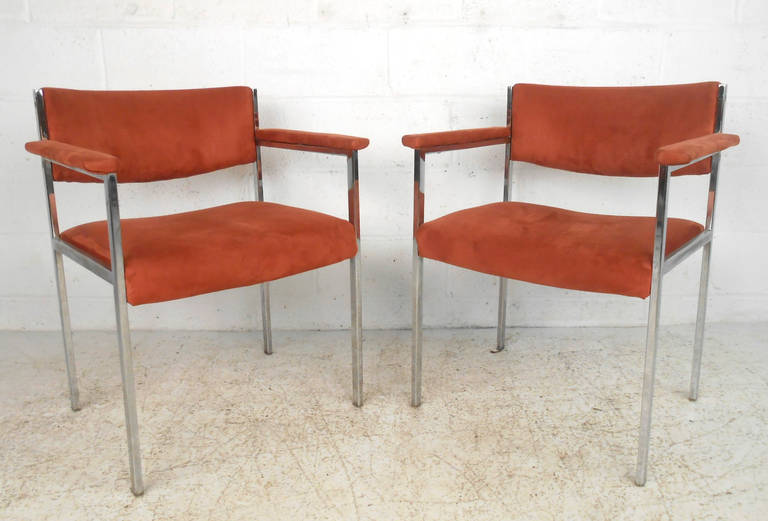 Set of Vintage Suede Dining Chairs In Good Condition In Brooklyn, NY