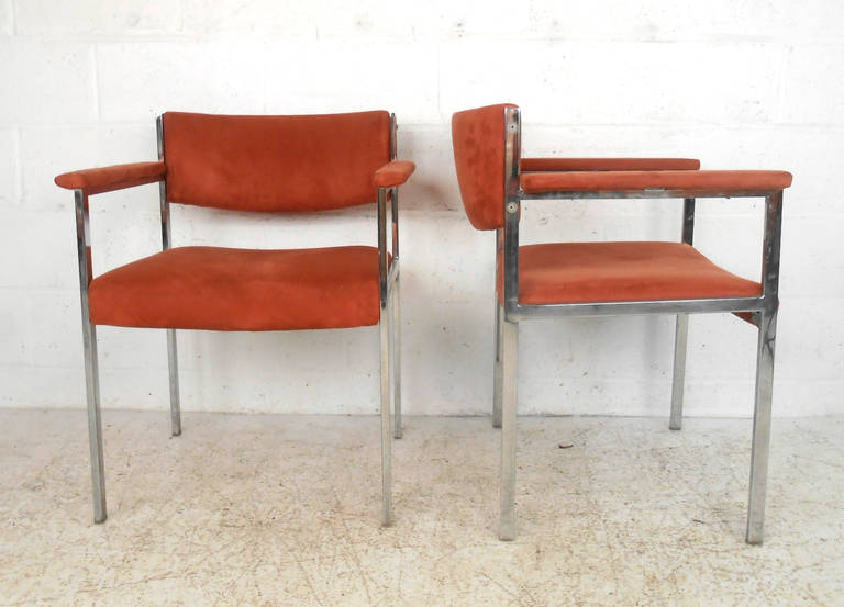 Late 20th Century Set of Vintage Suede Dining Chairs