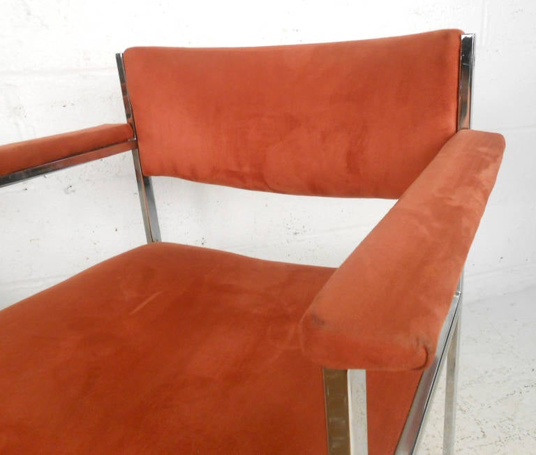 Set of Vintage Suede Dining Chairs 2