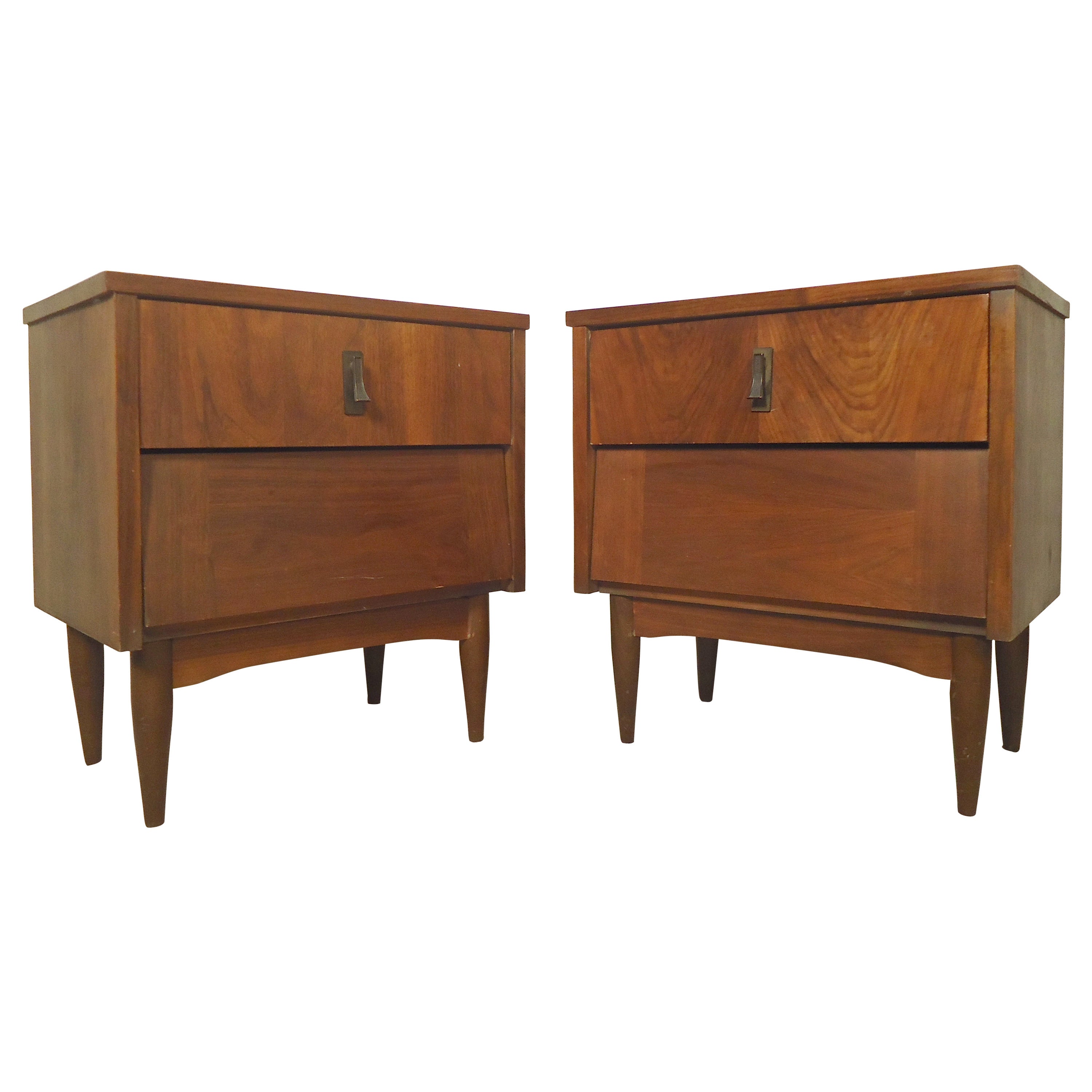 Mid Century Night Stands with Louvered Drawers