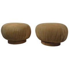 Pair of Karl Springer Style "Souffle" Poufs 3