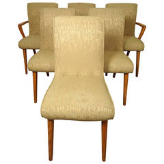 Set of Six Mid-Century Modern Wakefield Style Upholstered Chairs