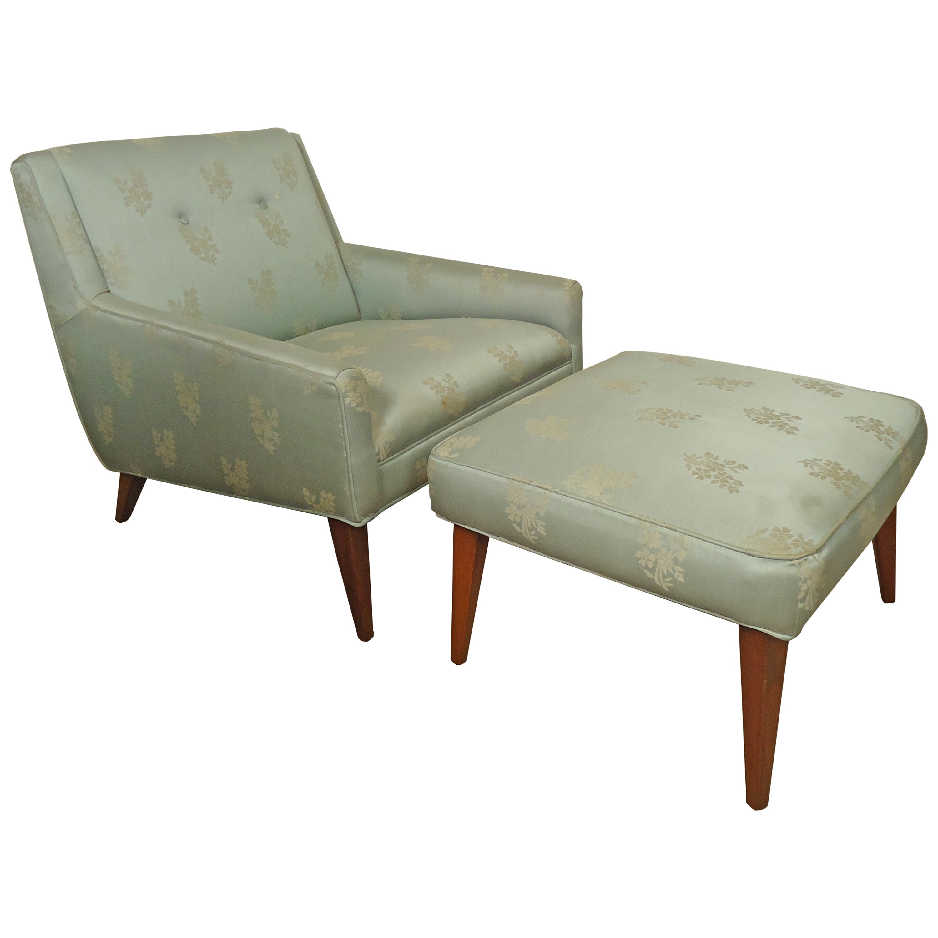 Midcentury Lounge Chair with Matching Ottoman For Sale