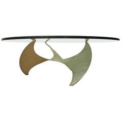 Midcentury Propeller Coffee Table with Glass Top by Knut Hesterberg