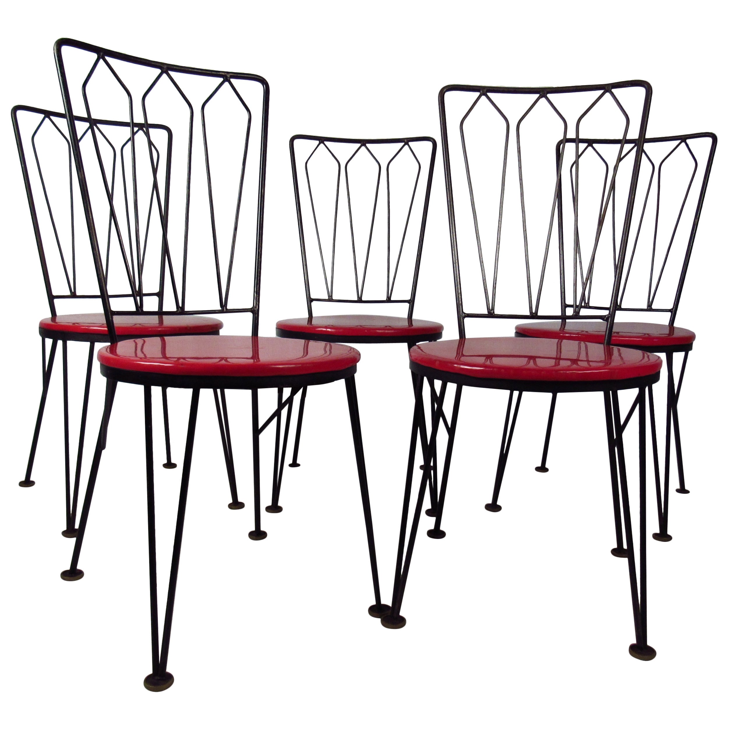 Stylish Vintage Metal Dining Chairs, circa 1950s