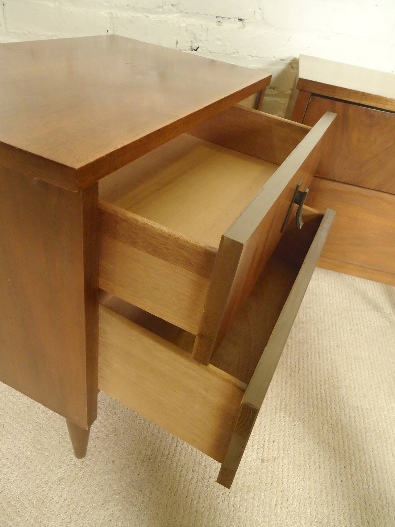 Mid-20th Century Mid Century Night Stands with Louvered Drawers