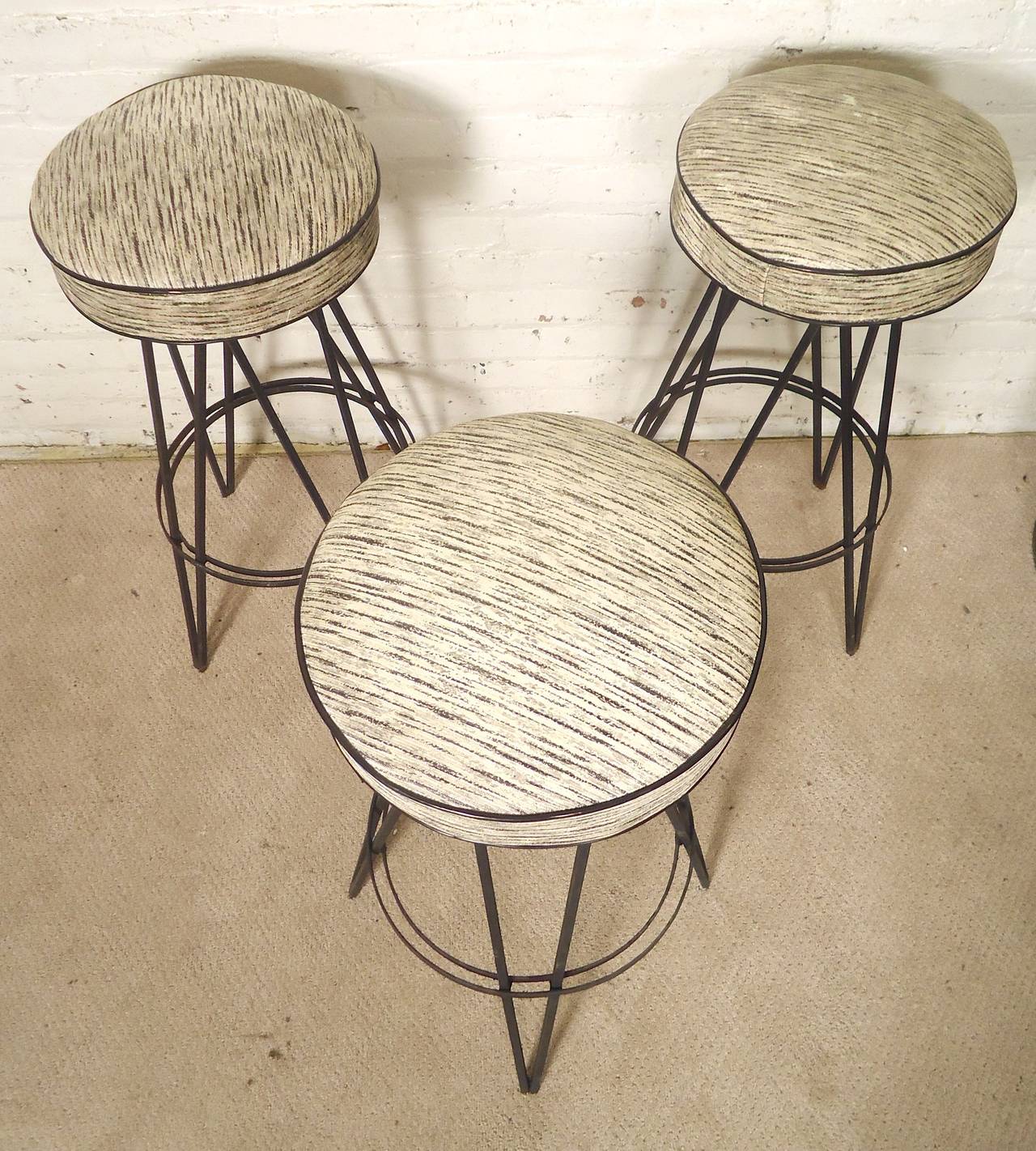 Atomic Style Iron Bar Stools In Good Condition In Brooklyn, NY