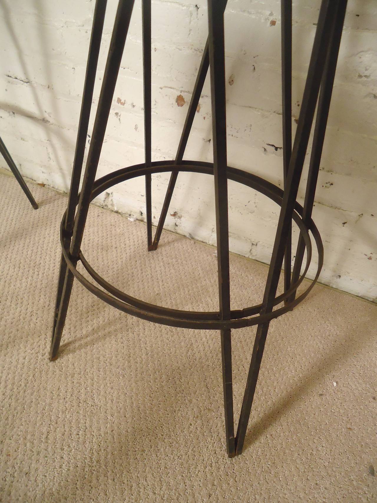 Mid-Century Modern Atomic Style Iron Bar Stools