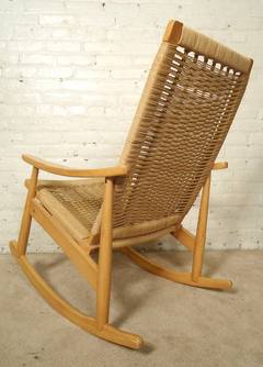Hans Wegner Style Rope Rocking Chair