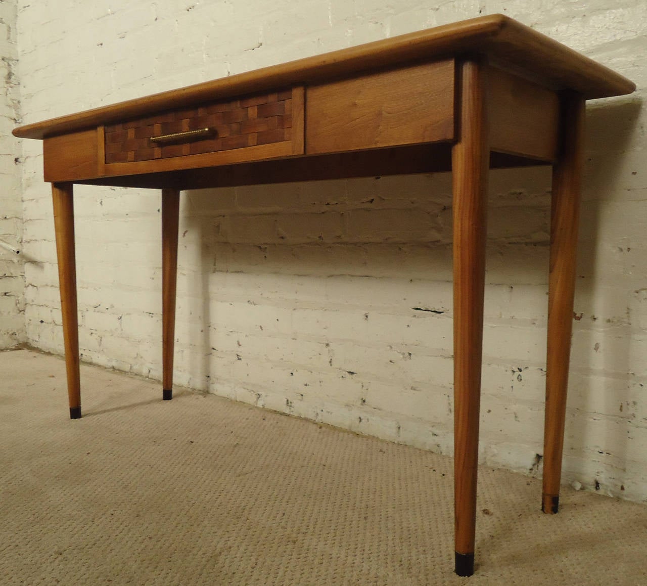 American Mid Century Walnut Console Table with Marble Inserts