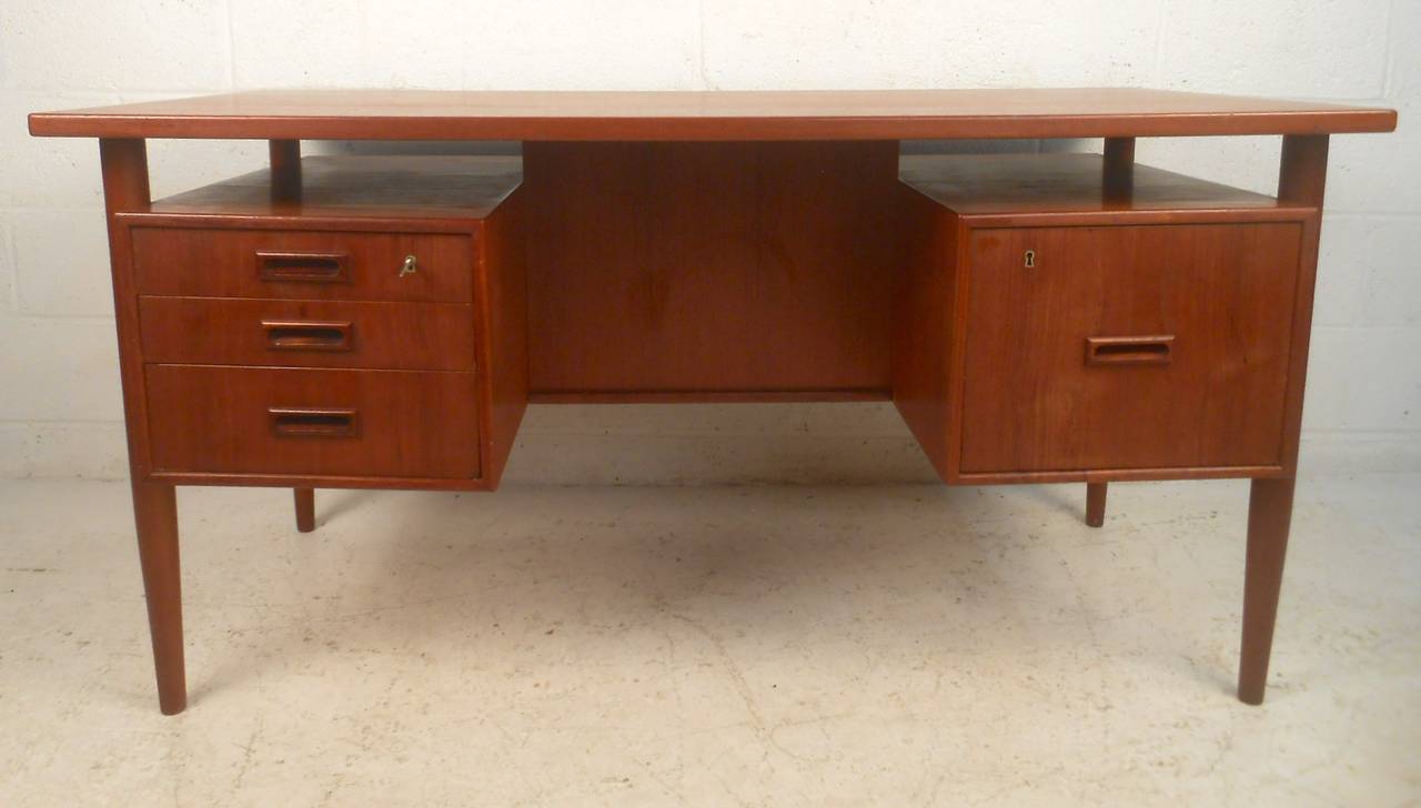 Mid-Century Modern Gorgeous Danish Desk with Finished Back