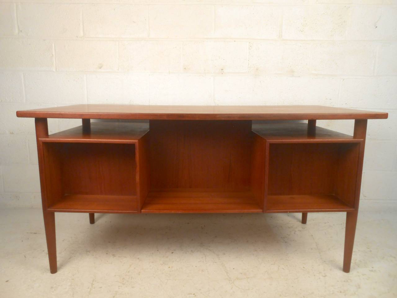 Gorgeous Danish Desk with Finished Back In Good Condition In Brooklyn, NY