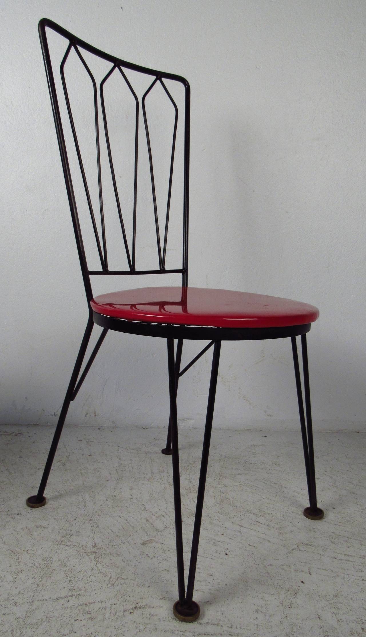 Mid-Century Modern Chaises de salle à manger en métal élégante et vintage, vers les années 1950 en vente