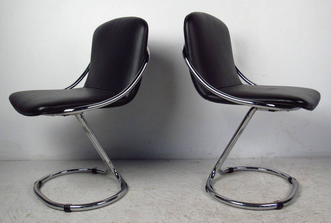 American Modern Chrome and Vinyl Dining Chairs