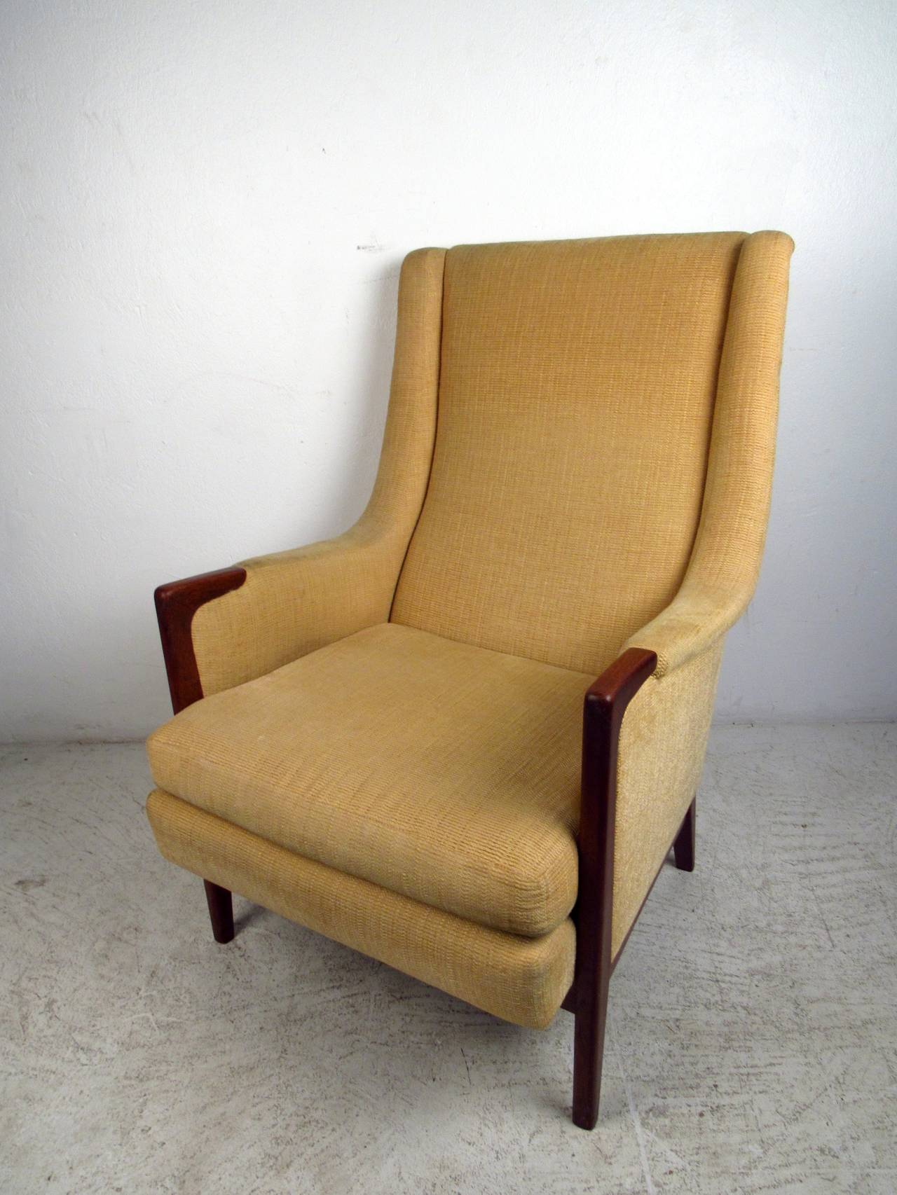 Mid-Century Modern High Back Lounge Chair at 1stDibs