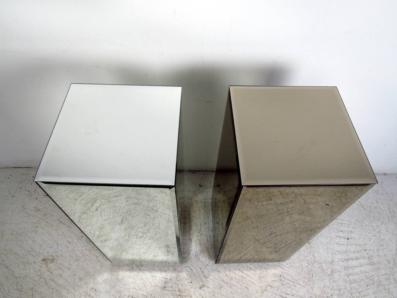 American Pair of Mirrored Pedestals