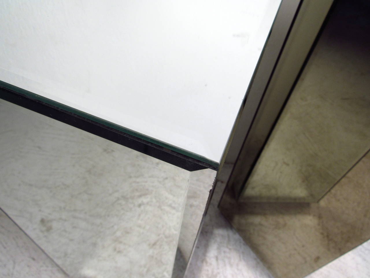 Beveled Pair of Mirrored Pedestals