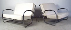 Pair of Vintage Modern Oversized Lounge Chairs by Royal Metal
