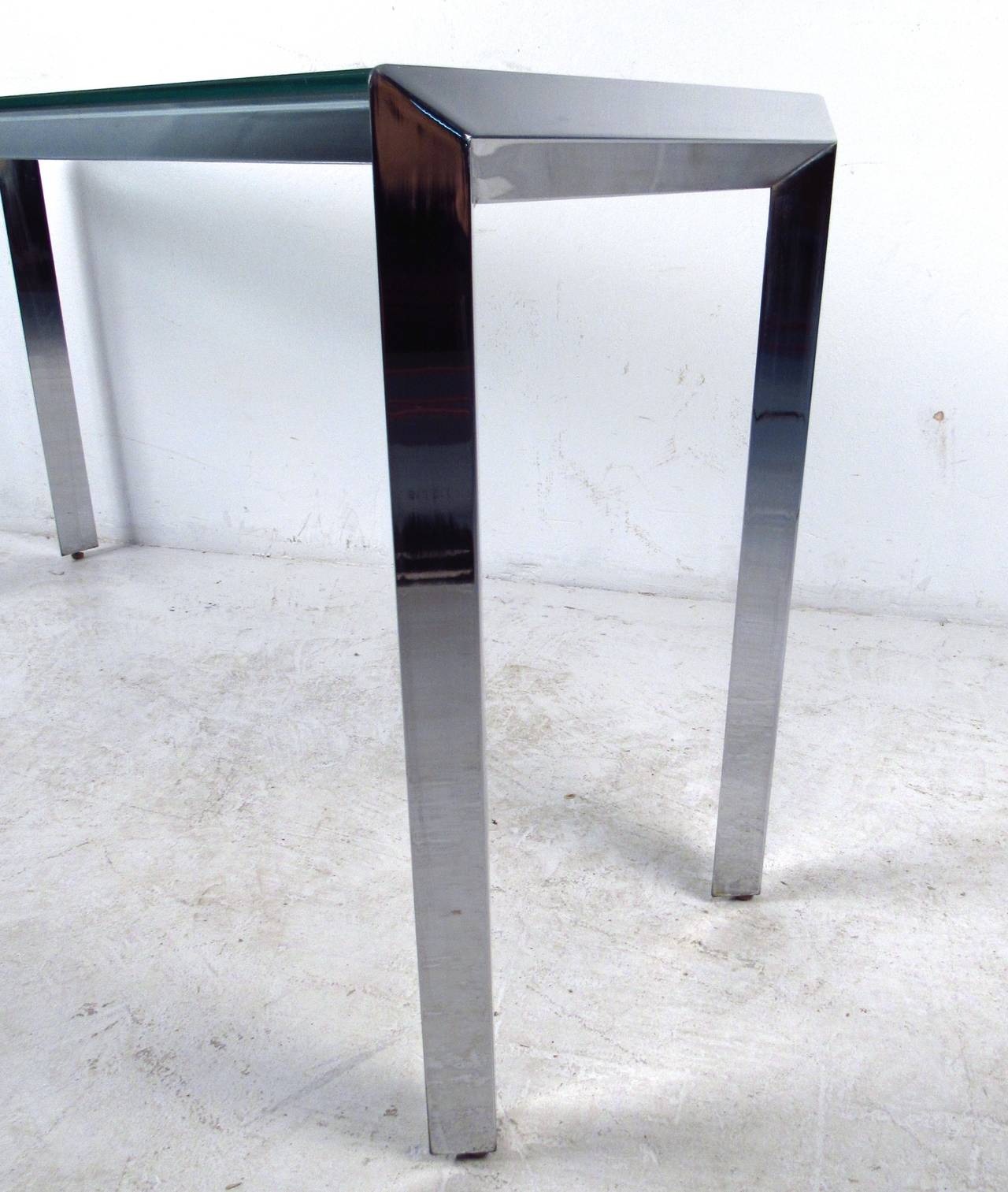 Late 20th Century Mid Century Chrome and Glass Console Table