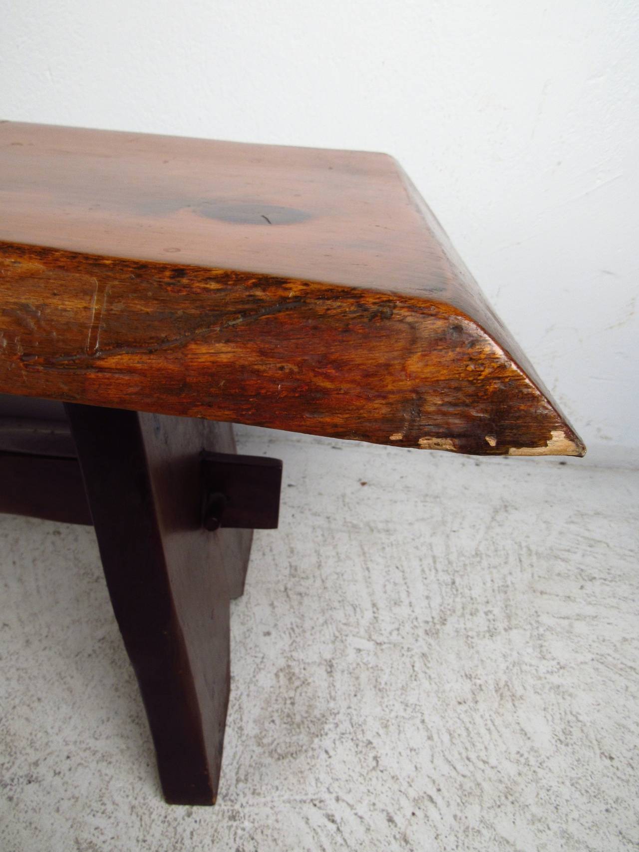 Rustic Live Edge Coffee Table or Bench In Good Condition In Brooklyn, NY