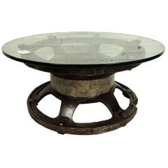 Vintage Industrial Tractor Wheel Coffee Table