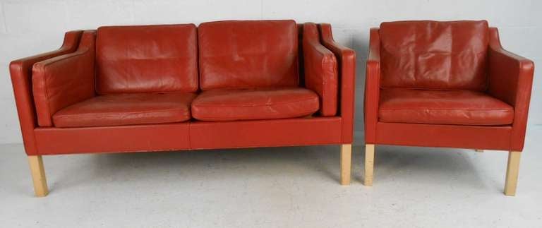 Borge Morgensen Leather Sofa & Chair