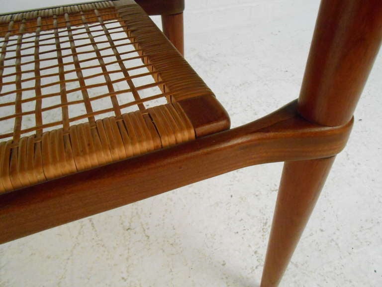 Danish Scandinavian Modern Teak and Rattan Coffee Table