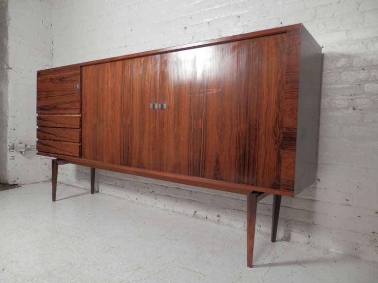 Gorgeous Mid-Century Modern Rosewood Sever w/ Tambour Doors By H.W. Klein