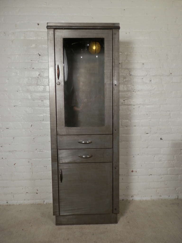 20th Century Industrial Metal Display Cabinet