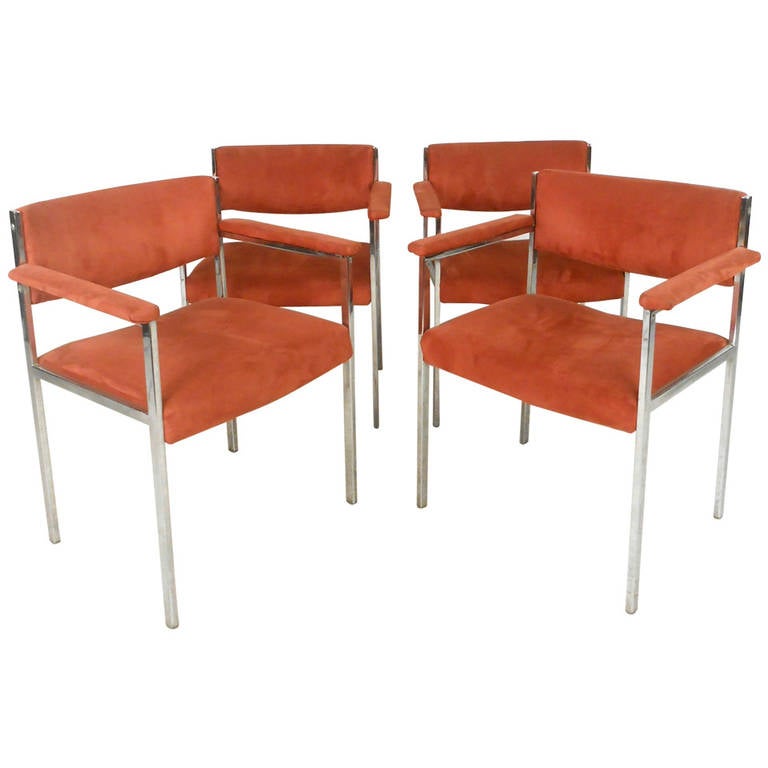 Set Of Vintage Suede Dining Chairs For At 1stdibs Set Of Vintage Suede Dining Chairs For