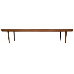 Mid-Century Modern Walnut Slatted Bench