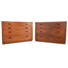 Pair Mid-Century Modern Walnut Dressers by Founders 7