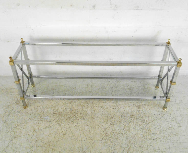 Midcentury Chrome and Brass Console Table after Maison Jansen 1