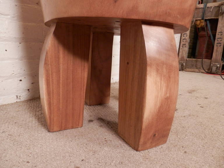 Mid-Century Style Solid Wood Stool In Good Condition In Brooklyn, NY