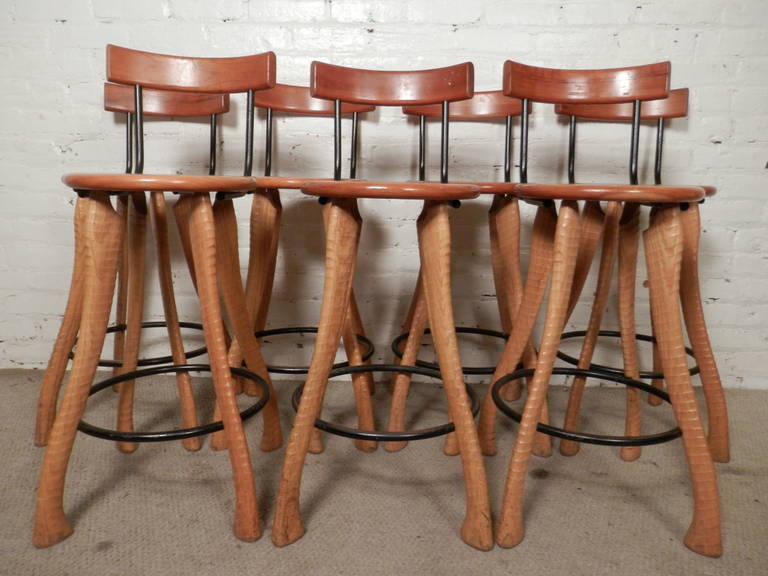 Pair of Mid-Century Sculpted Brad Smith Stools