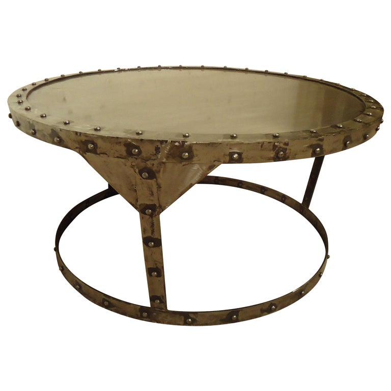 Unique Riveted Industrial Style Coffee Table For Sale at 1stDibs