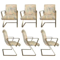 Set of Six Rare Brass Frame Chairs