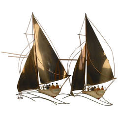 C. Jere Style Boat Race Sculpture