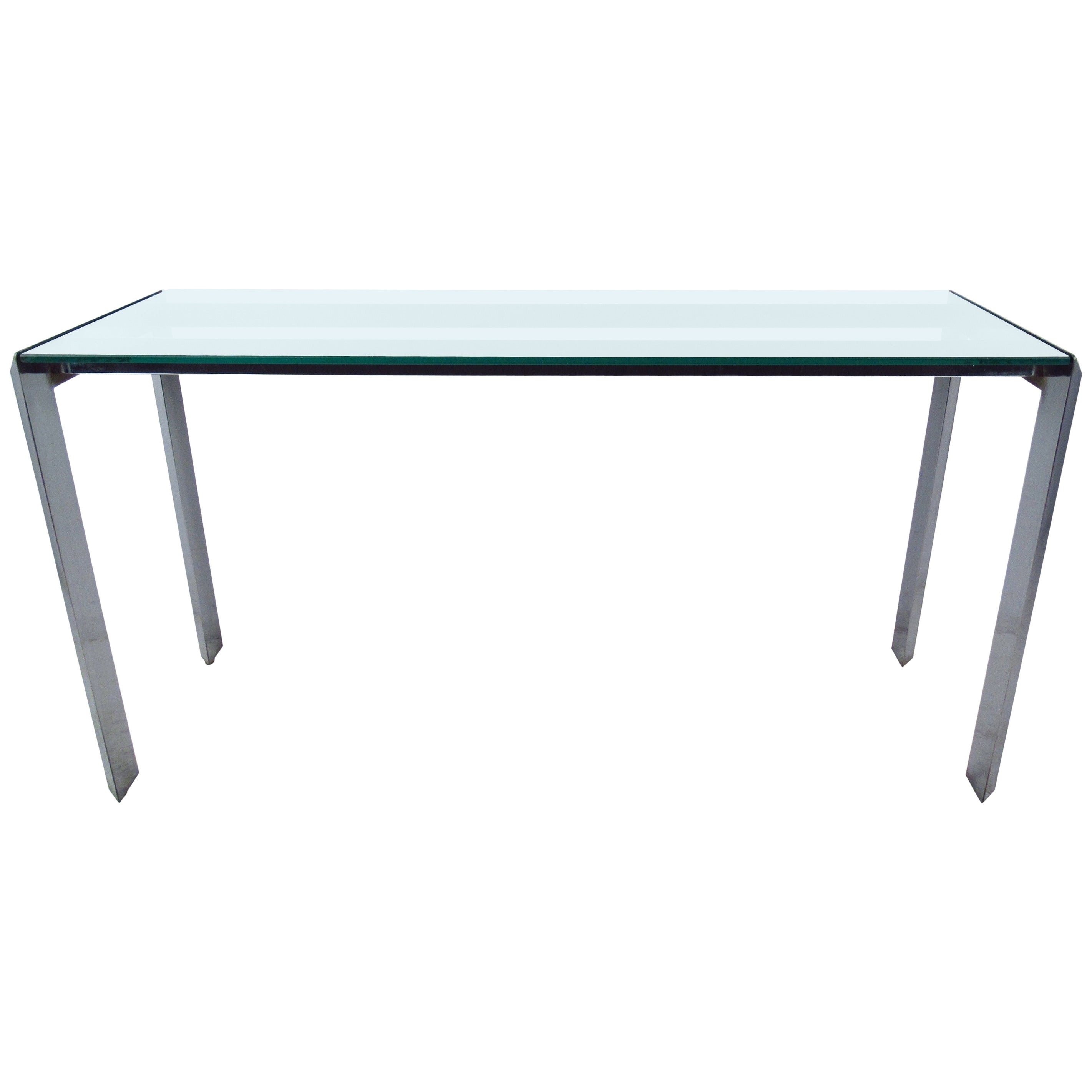 Mid Century Chrome and Glass Console Table