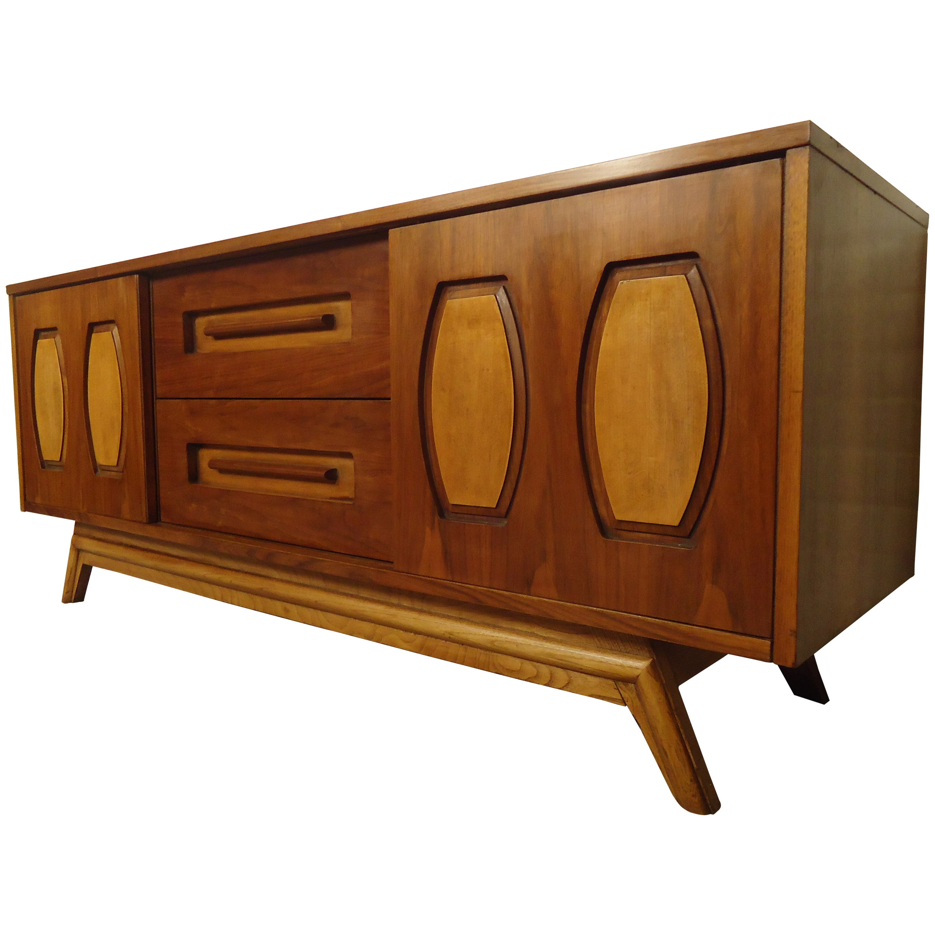 Mid-Century Modern Walnut and Oak Credenza