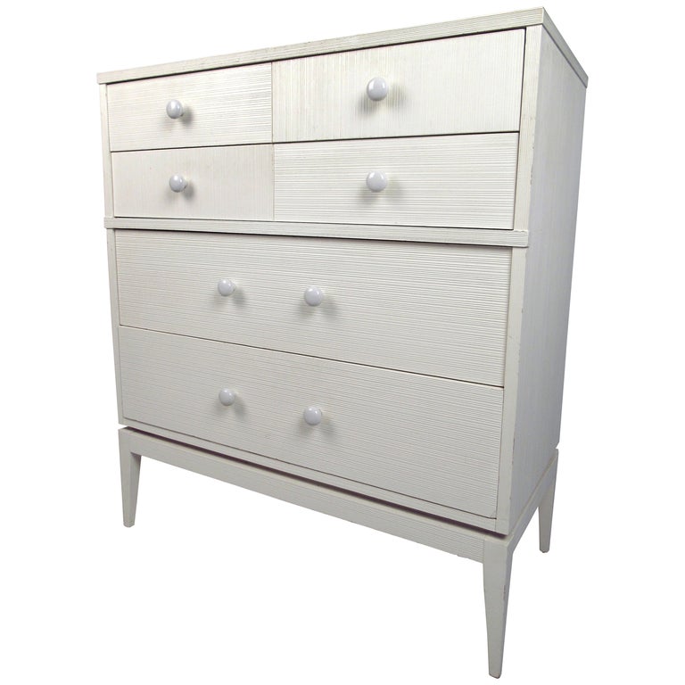 White Four Drawer High Boy Dresser By Kroehler Furniture For Sale
