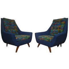 Midcentury Pair of Upholstered Adrian Pearsall Lounge Chairs