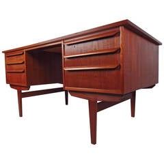 Double-Sided Scandinavian Modern Teak Desk 9