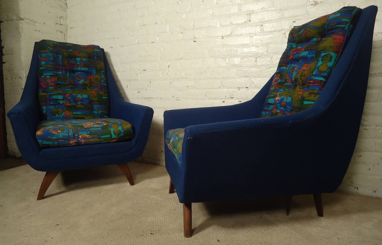 American Midcentury Pair of Upholstered Adrian Pearsall Lounge Chairs