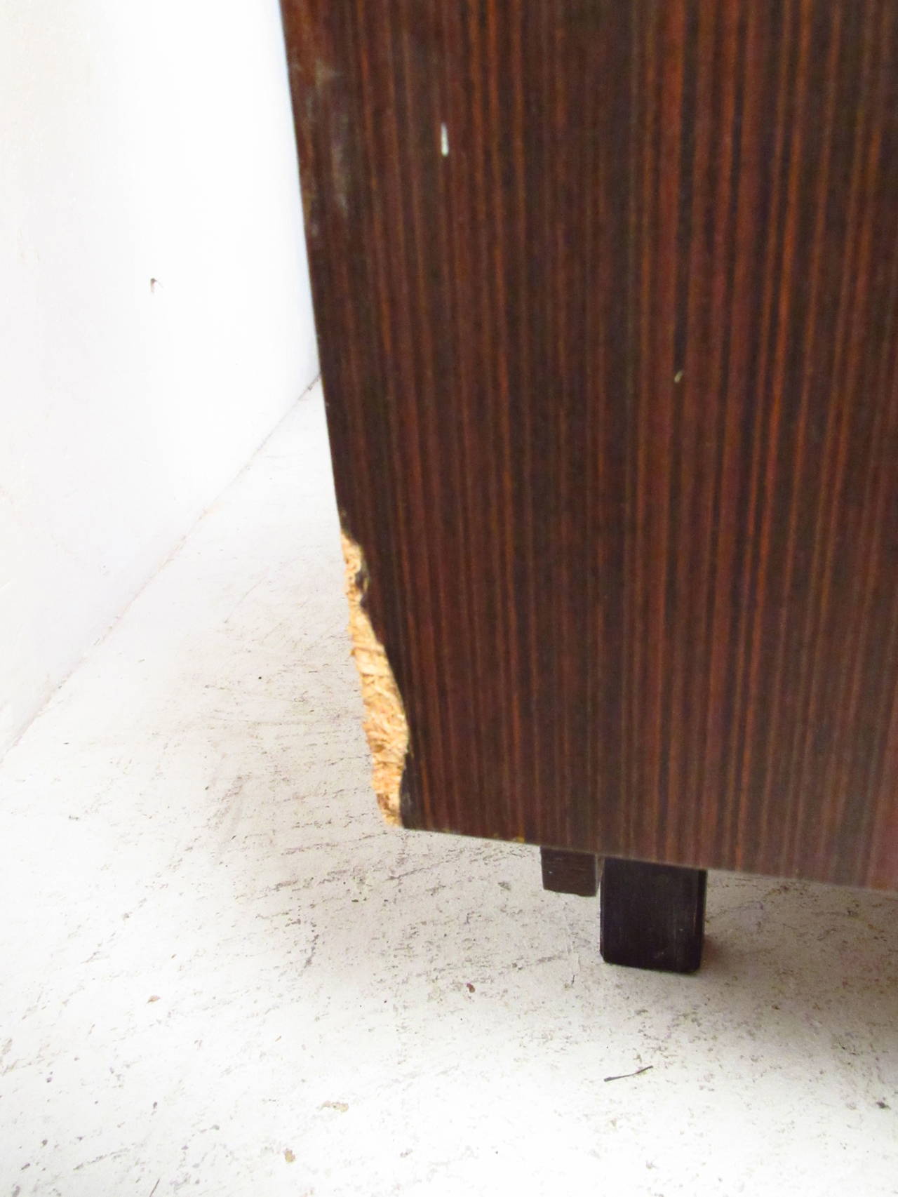 Rosewood Cabinet with Tambour Door In Fair Condition In Brooklyn, NY