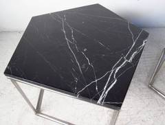 Pair of Mid-Century Marble-Top Side Tables