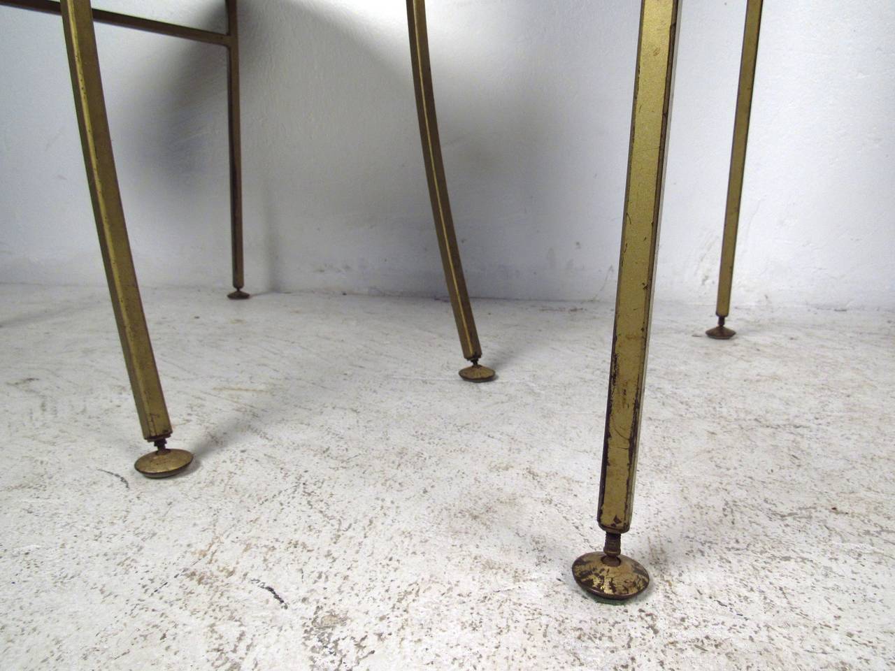 Set of Four Midcentury Regency Style Brass Chairs For Sale 1